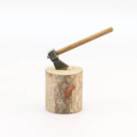 Billot de Bois avec Hache, accessoire miniature