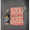 Pochette cadeau 2 santons métallisé rouge