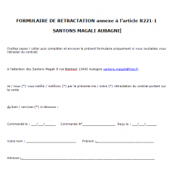 FORMULAIRE DE RETRACTATION